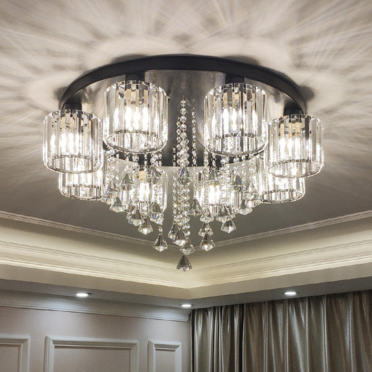 Modern Flush Mount Crystal Ceiling Light For Living Room