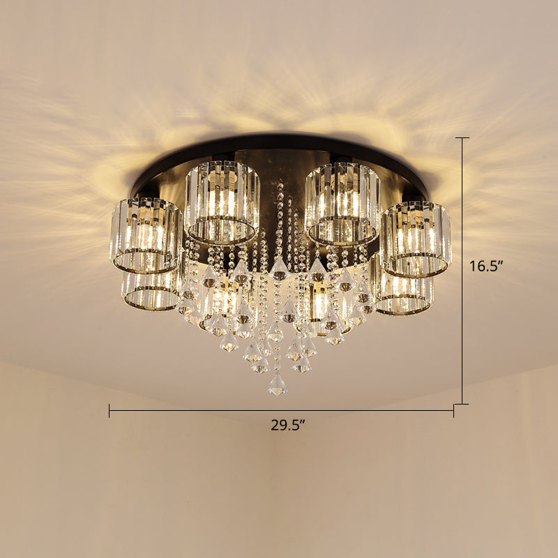 Modern Flush Mount Crystal Ceiling Light for Living Room