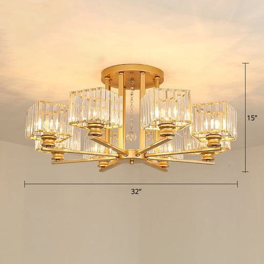 Contemporary Crystal Ceiling Lamp with Prismatic K9 Crystals