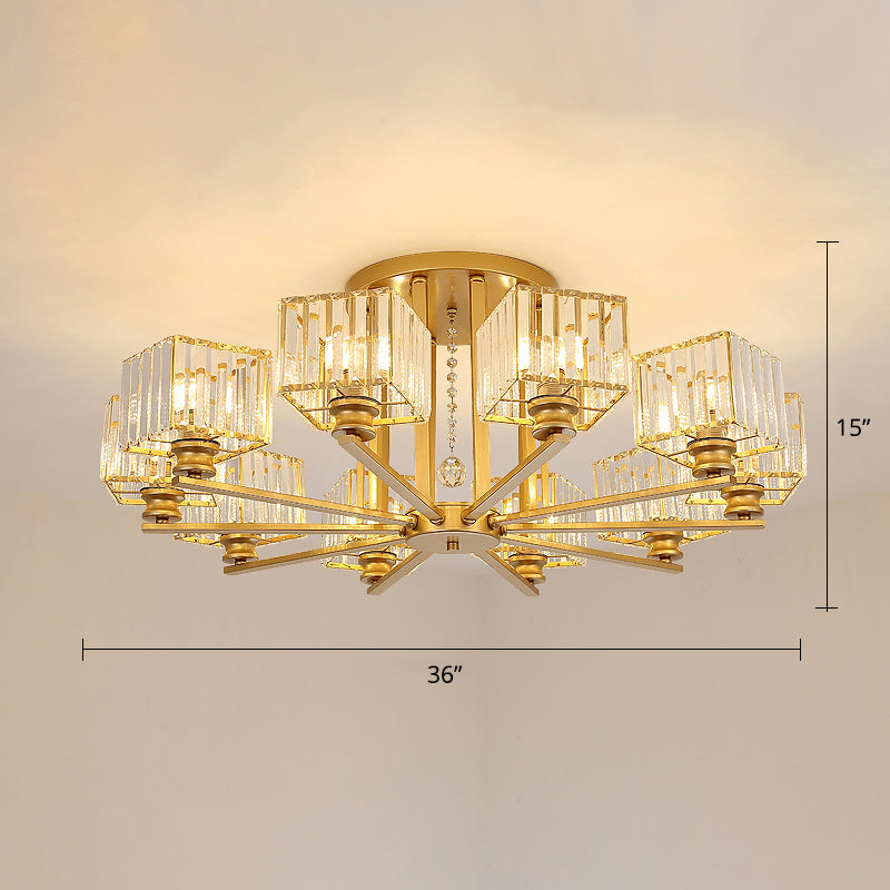 Contemporary Crystal Ceiling Lamp with Prismatic K9 Crystals