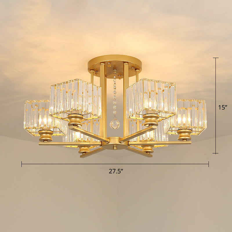 Contemporary Crystal Ceiling Lamp with Prismatic K9 Crystals