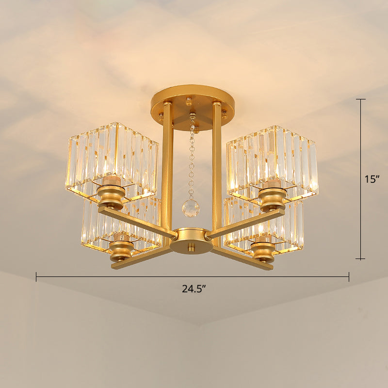 Contemporary Crystal Ceiling Lamp with Prismatic K9 Crystals