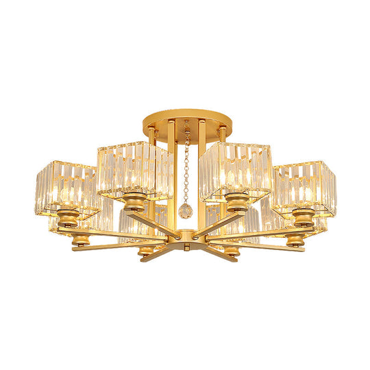 Contemporary Crystal Ceiling Lamp with Prismatic K9 Crystals