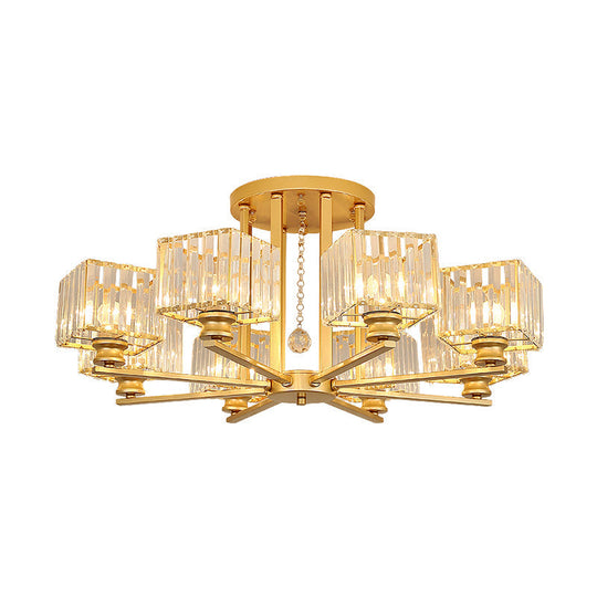 Contemporary Crystal Ceiling Lamp With Prismatic K9 Crystals