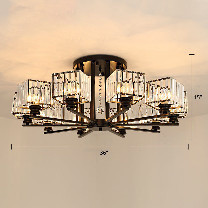 Contemporary Crystal Ceiling Lamp with Prismatic K9 Crystals