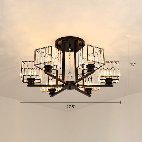 Contemporary Crystal Ceiling Lamp with Prismatic K9 Crystals