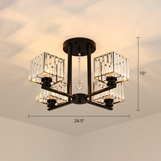 Contemporary Crystal Ceiling Lamp with Prismatic K9 Crystals