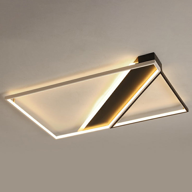 Modern Acrylic Led Ceiling Light: Rectangle Lounge Flush Mount In Black & White / 41 Third Gear