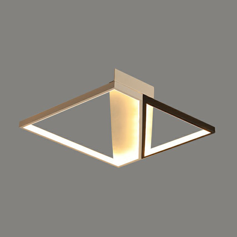 Modern Acrylic Led Ceiling Light: Rectangle Lounge Flush Mount In Black & White / 24.5 Natural