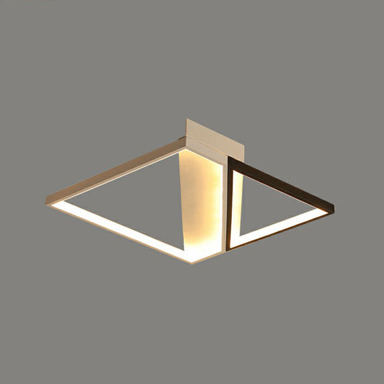 Modern Acrylic Led Ceiling Light: Rectangle Lounge Flush Mount In Black & White / 20.5 Remote