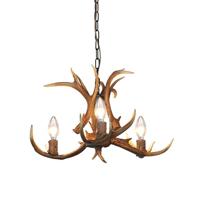 Khaki Resin Candelabra Hanging Chandelier - Traditional Pendant Ceiling Light For Living Room (3/5/6