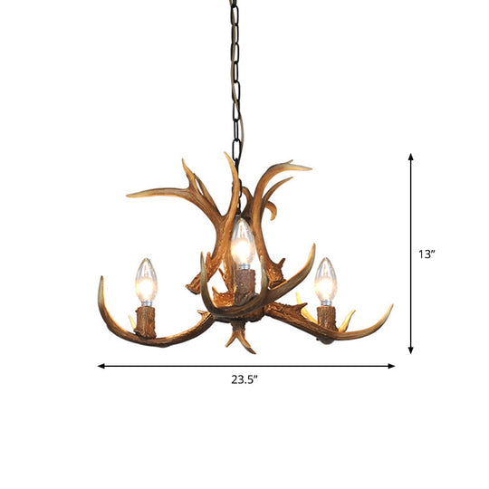 Khaki Resin Candelabra Hanging Chandelier - Traditional Pendant Ceiling Light For Living Room (3/5/6