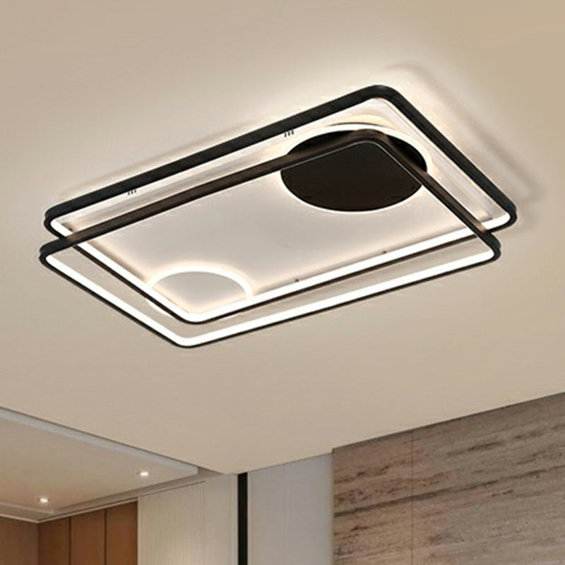 Minimalistic Black LED Acrylic Parallelogram Ceiling Light for Bedroom, Semi Flush Mount