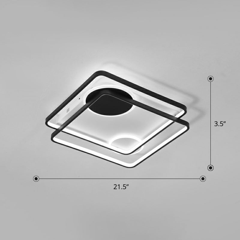 Minimalistic Black LED Acrylic Parallelogram Ceiling Light for Bedroom, Semi Flush Mount