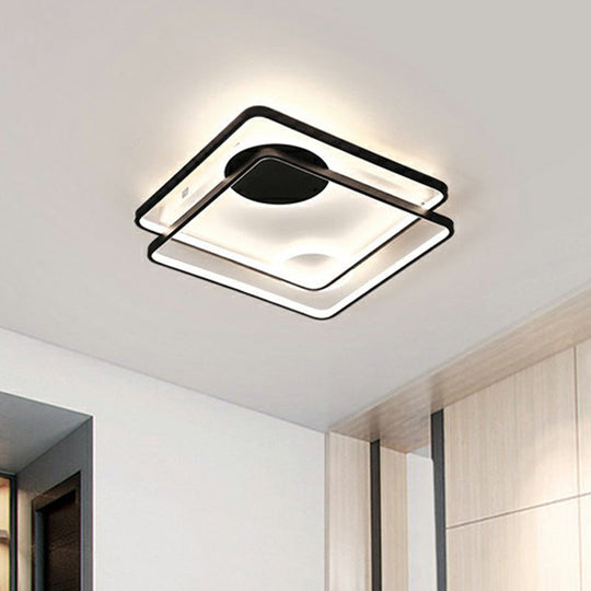 Minimalistic Black LED Acrylic Parallelogram Ceiling Light for Bedroom, Semi Flush Mount