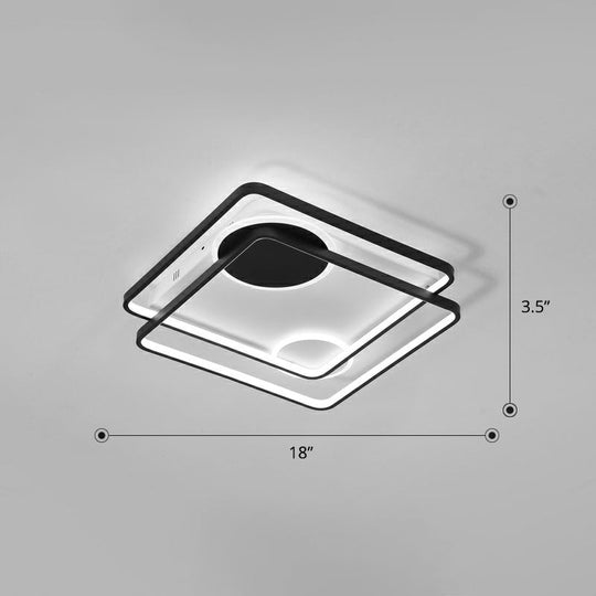 Minimalistic Black LED Acrylic Parallelogram Ceiling Light for Bedroom, Semi Flush Mount