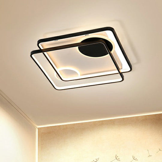 Minimalistic Black LED Acrylic Parallelogram Ceiling Light for Bedroom, Semi Flush Mount