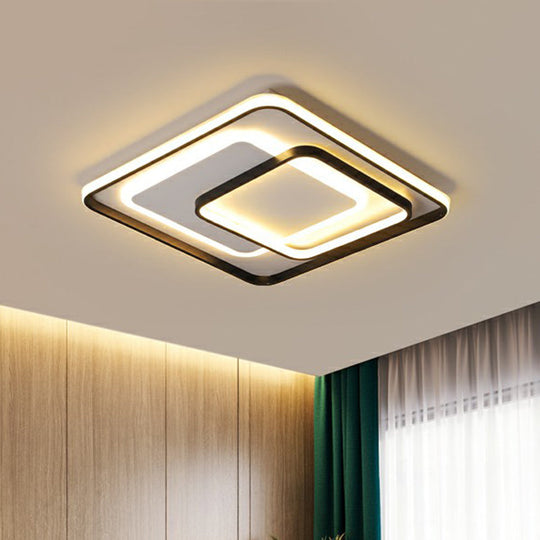 Modern Led Ceiling Lamp - Black Flush-Mount Light Fixture With Acrylic Shade