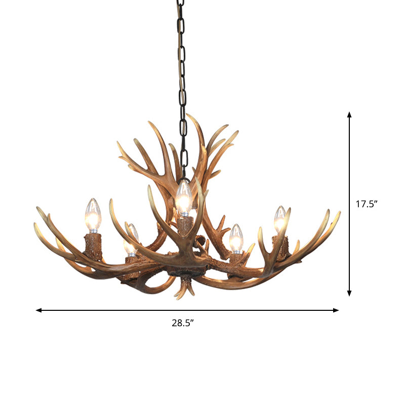 Khaki Resin Candelabra Hanging Chandelier - Traditional Pendant Ceiling Light For Living Room (3/5/6