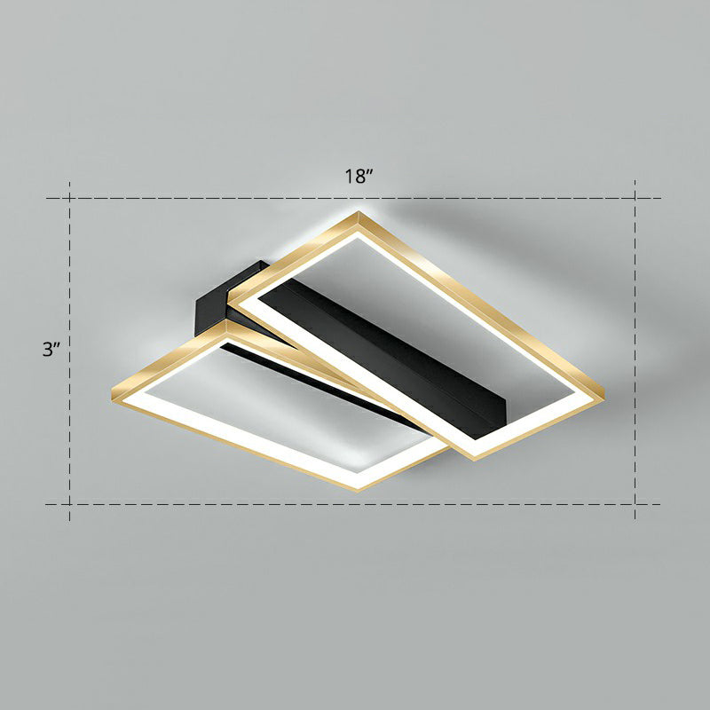 Sleek Geometrical Flush Ceiling Light In Black-Gold Finish - Simplicity Acrylic Flushmount For