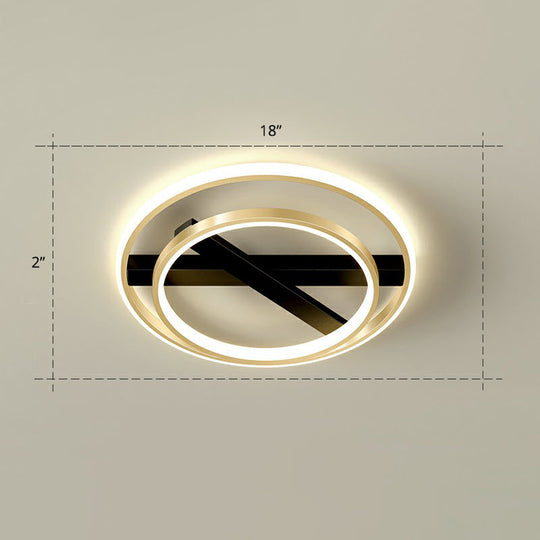 Sleek Geometrical Flush Ceiling Light in Black-Gold Finish - Simplicity Acrylic Flushmount for Stylish Bedrooms