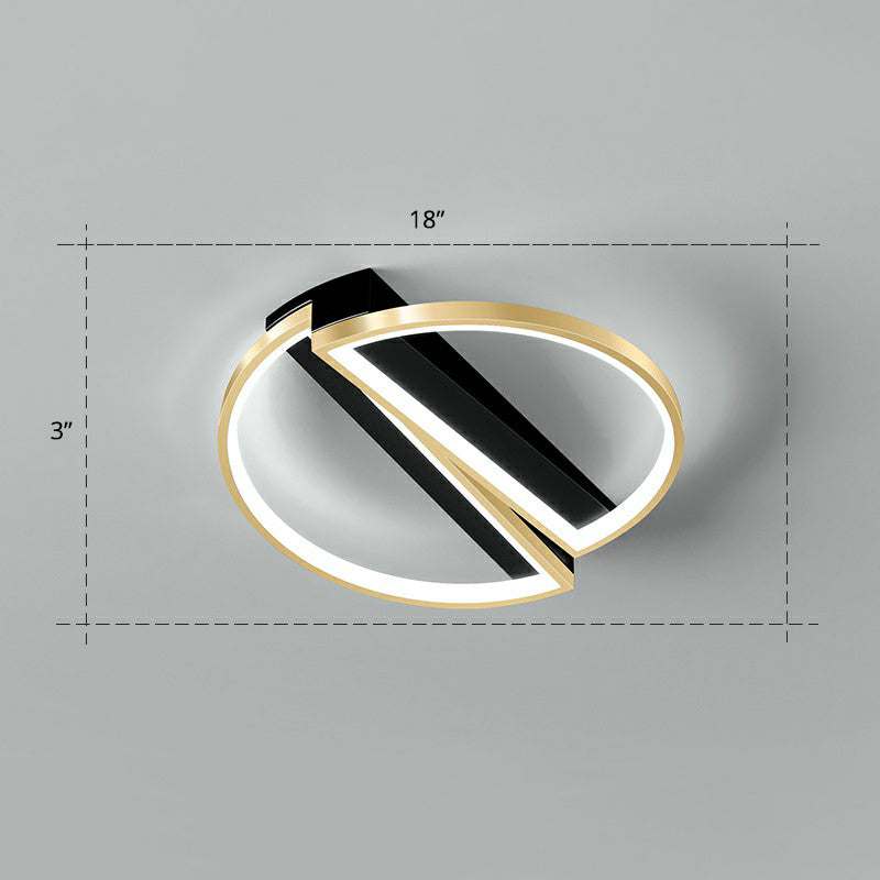 Sleek Geometrical Flush Ceiling Light In Black-Gold Finish - Simplicity Acrylic Flushmount For