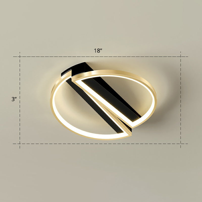 Sleek Geometrical Flush Ceiling Light In Black-Gold Finish - Simplicity Acrylic Flushmount For