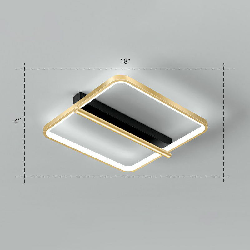 Sleek Geometrical Flush Ceiling Light in Black-Gold Finish - Simplicity Acrylic Flushmount for Stylish Bedrooms