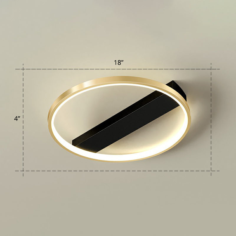 Sleek Geometrical Flush Ceiling Light In Black-Gold Finish - Simplicity Acrylic Flushmount For