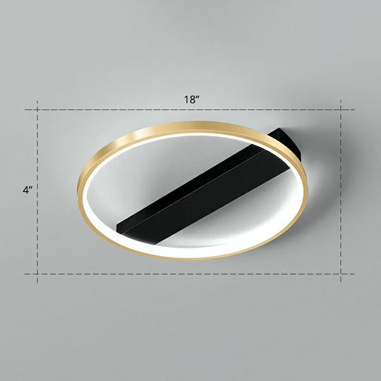 Sleek Geometrical Flush Ceiling Light in Black-Gold Finish - Simplicity Acrylic Flushmount for Stylish Bedrooms