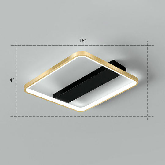 Sleek Geometrical Flush Ceiling Light in Black-Gold Finish - Simplicity Acrylic Flushmount for Stylish Bedrooms