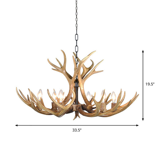 Khaki Resin Candelabra Hanging Chandelier - Traditional Pendant Ceiling Light For Living Room (3/5/6