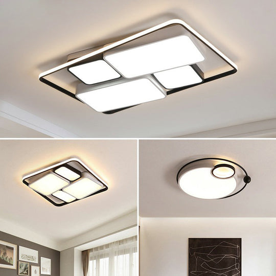 Modern Acrylic Black Flush-Mount Ceiling Light For Living Room