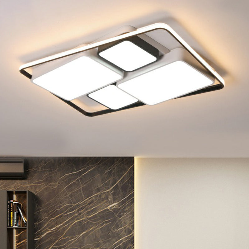 Modern Acrylic Black Flush-Mount Ceiling Light For Living Room