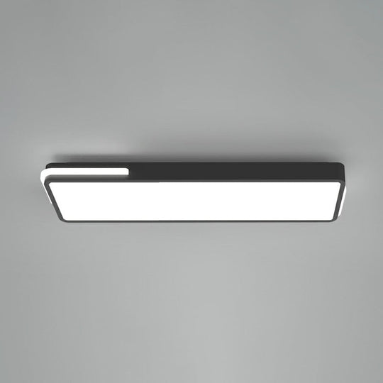 Minimalistic Led Flush Light In Black - Rectangular Corridor Mount With Acrylic Cover / 23.5