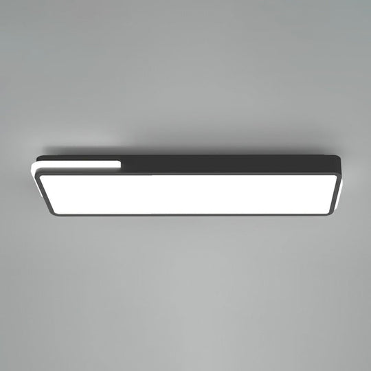 Minimalistic Led Flush Light In Black - Rectangular Corridor Mount With Acrylic Cover / 31.5