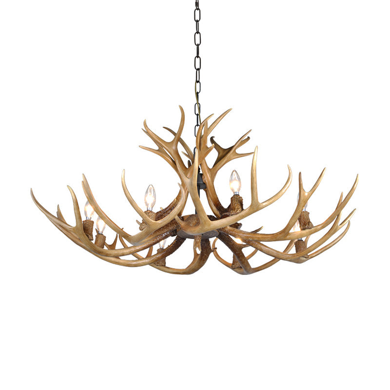 Khaki Resin Candelabra Hanging Chandelier - Traditional Pendant Ceiling Light For Living Room (3/5/6