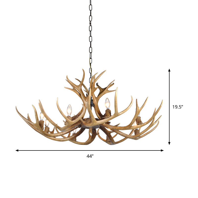 Khaki Resin Candelabra Hanging Chandelier - Traditional Pendant Ceiling Light For Living Room (3/5/6