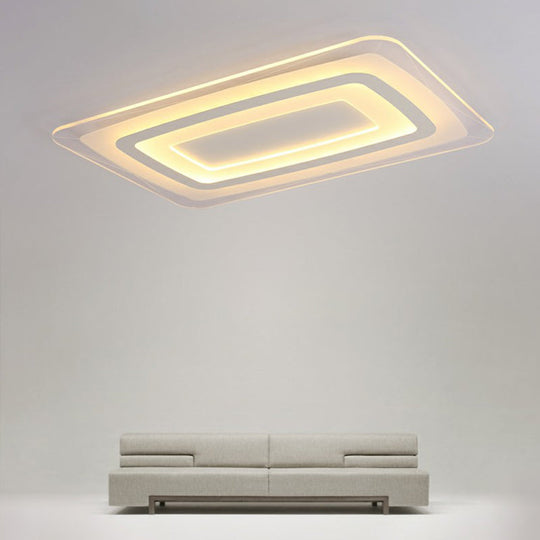 White Minimalist LED Flush Light: Ultrathin Rectangular Acrylic Ceiling Lamp for Living Room