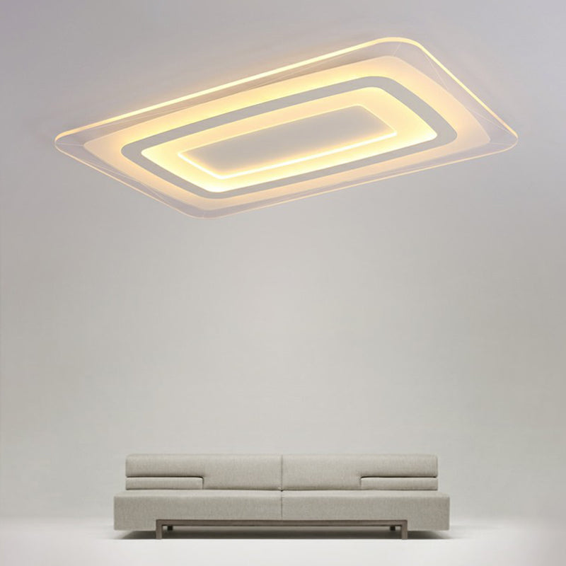 White Minimalist Led Flush Light: Ultrathin Rectangular Acrylic Ceiling Lamp For Living Room / 35.5