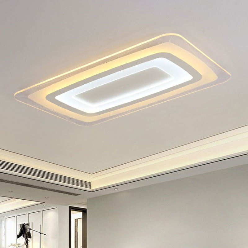 White Minimalist LED Flush Light: Ultrathin Rectangular Acrylic Ceiling Lamp for Living Room