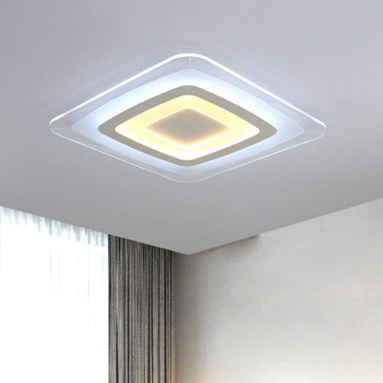 White Minimalist LED Flush Light: Ultrathin Rectangular Acrylic Ceiling Lamp for Living Room