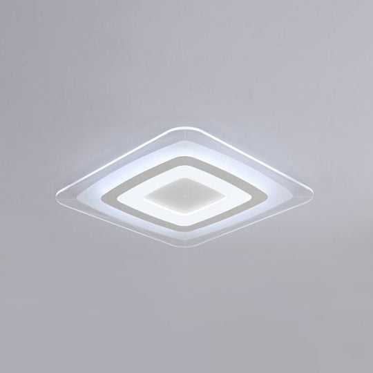 White Minimalist LED Flush Light: Ultrathin Rectangular Acrylic Ceiling Lamp for Living Room