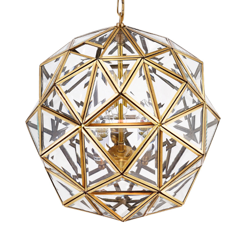 Modern Geometric Glass Chandelier - 3 Heads Ceiling Hanging Light For Living Room