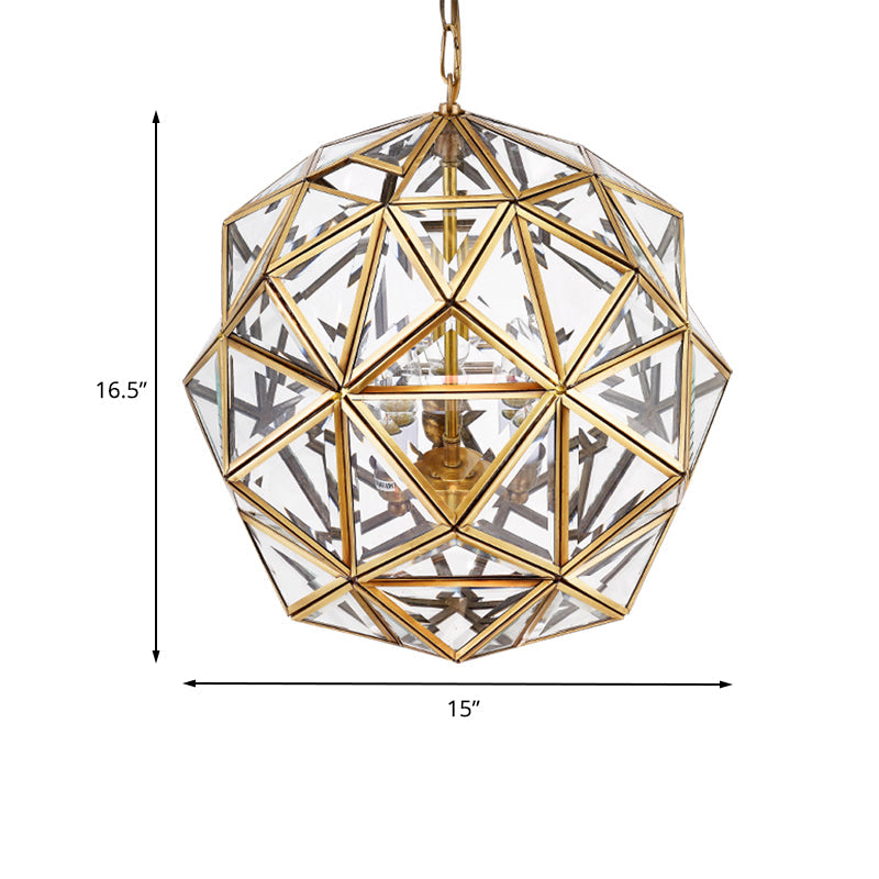 Modern Geometric Glass Chandelier - 3 Heads Ceiling Hanging Light For Living Room