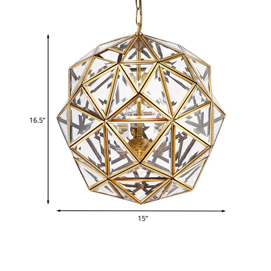 Modern Geometric Glass Chandelier - 3 Heads Ceiling Hanging Light For Living Room