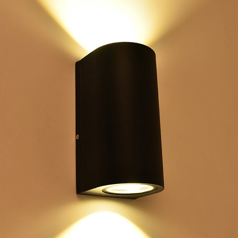 Minimalistic Black Aluminum Geometric Led Wall Sconce For Patio / White Round