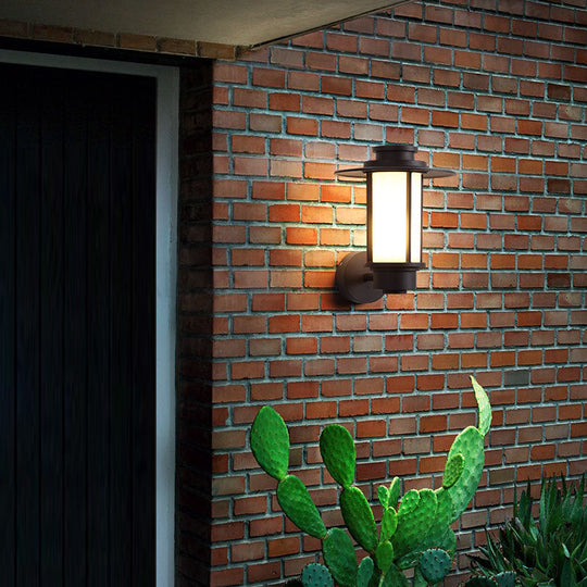 Minimalist Metal Wall Mounted Light - 1 Bulb Coffee Sconce Lamp For Gardens