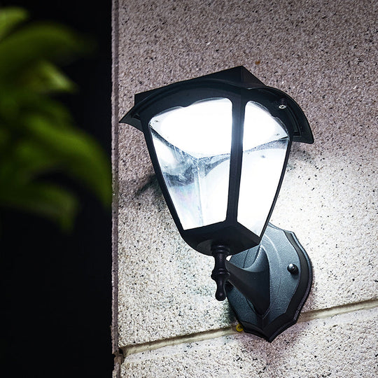 Black Outdoor Solar Led Wall Light - Simple Trapezoid Design