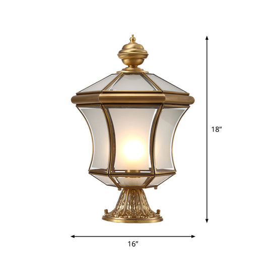 Curved Bronze Lantern Post Light With Minimalistic Design 3-Bulb Frosted Glass Ideal For Landscape